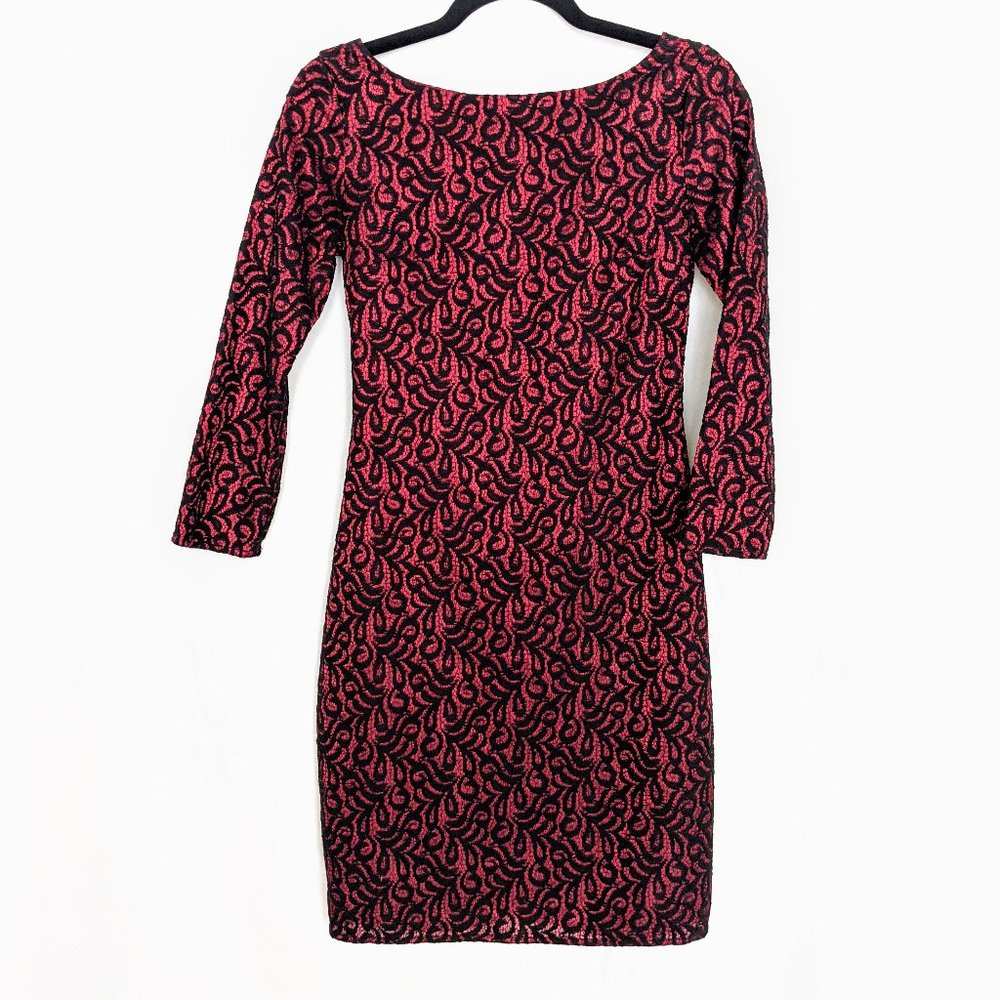 MM Couture - Red/Black Open Back Lace Overlay Dress [NWT]